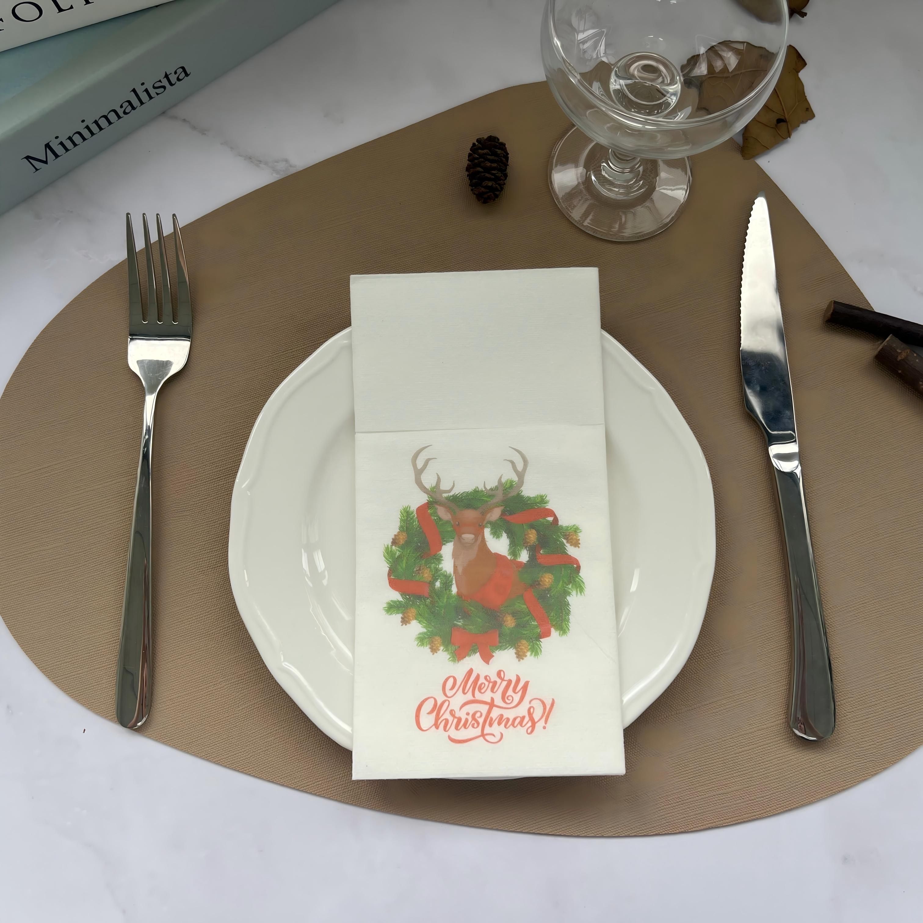 Crăciun Fericit Șervețele Airlaid pentru cină cu imprimare personalizată